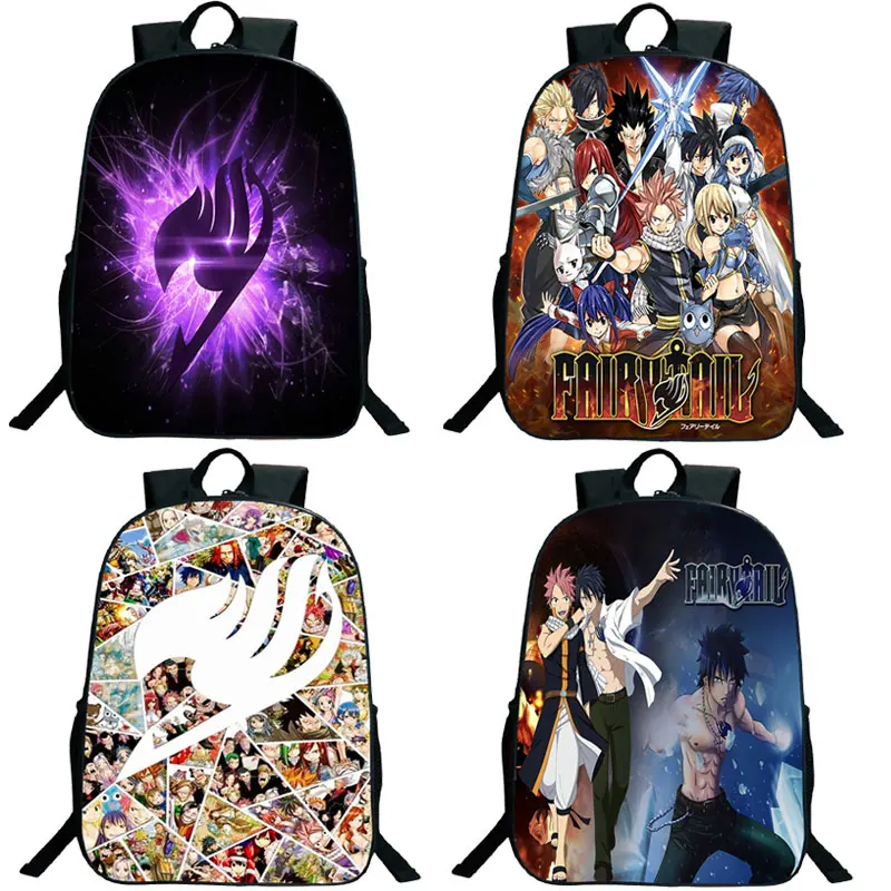 

Anime Fairy Tail Backpack Hot Sale Boys School Bag Teenagers Daily Rucksack Travel Bag Students Back to College Mochila 16 Inch