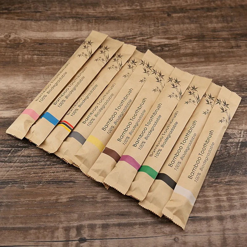 

5/10pcs eco friendly toothbrush Bamboo Resuable Toothbrushes Portable Adult Wooden Soft Tooth Brush for Home Travel Hotel use