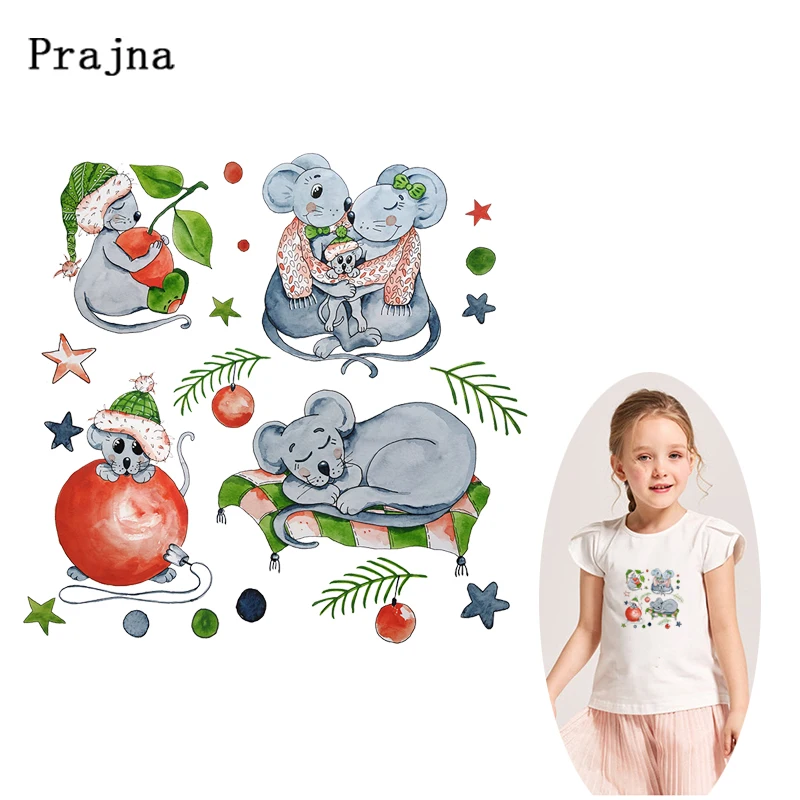 Милые полосатые термо-Стикеры для одежды с изображением мышки всей семьи.