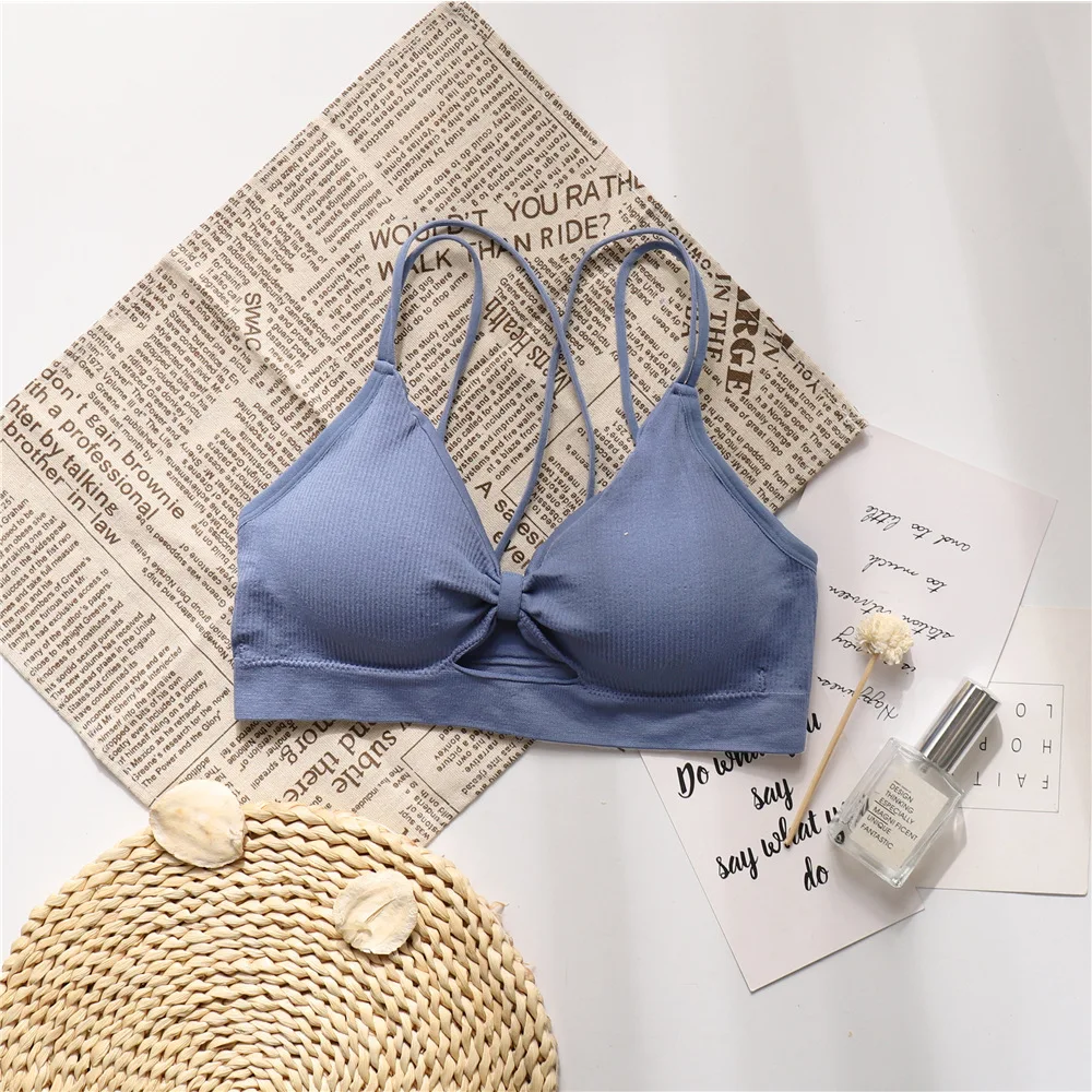 Women Bra Sexy Bralette Cross Back Lingerie Wireless Seamless Underwear Push Up Bras For | Женская одежда