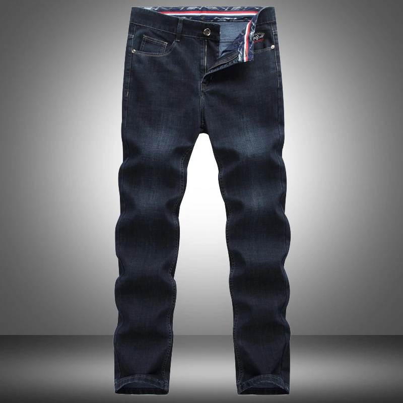 Брюки мужские тонкие эластичные на молнии классические прямые джинсовые штаны