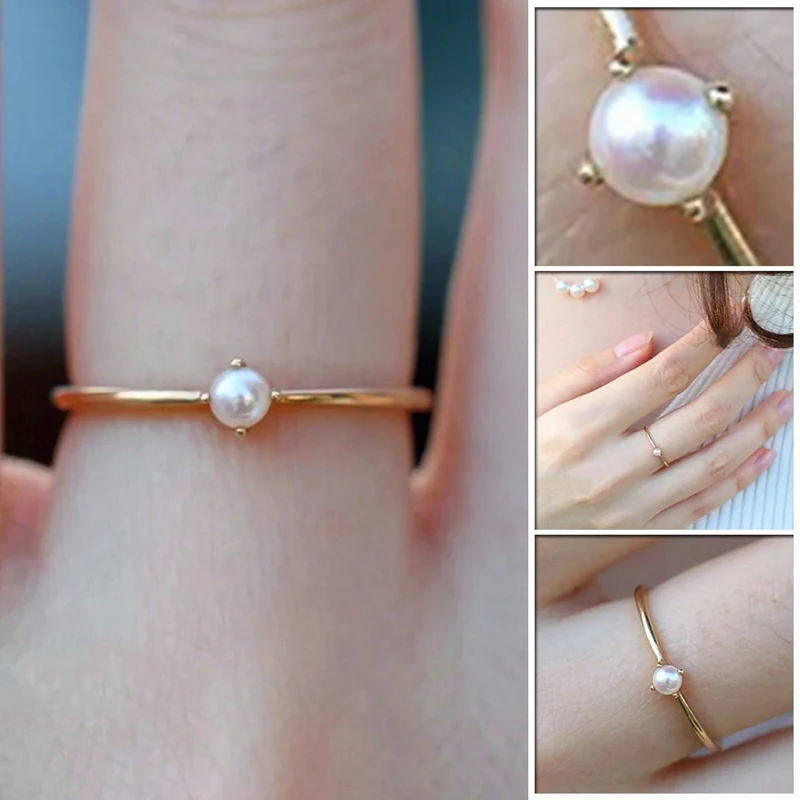 Новое модное роскошное женское мини кольцо с искусственным жемчугом маленькие