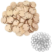 hot sale 100 pieces round wooden discs with holes birthday board tags and 100 pieces 15 mm rings for arts and crafts 3cm
