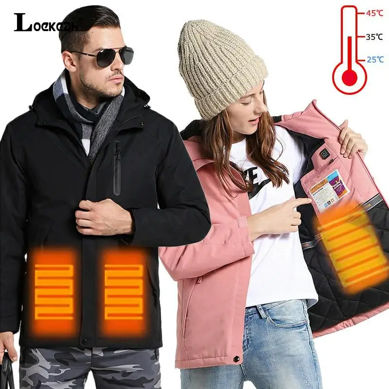 Зимние парные куртки с подогревом для мужчин и женщин хлопковые походные