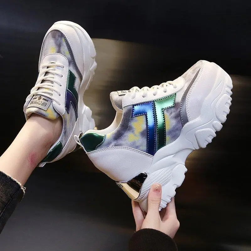 

Thick-soled women's shoes 2021 new spring wild leisure increased online celebrity sports shoes ins tide heels for women