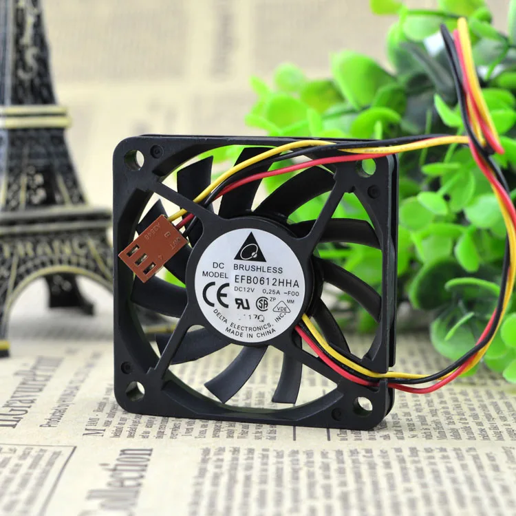 

Delta 6cm 6010 12V 0.25A EFB0612HHA Double Ball Ultra-Thin Max Airflow Rate Fan