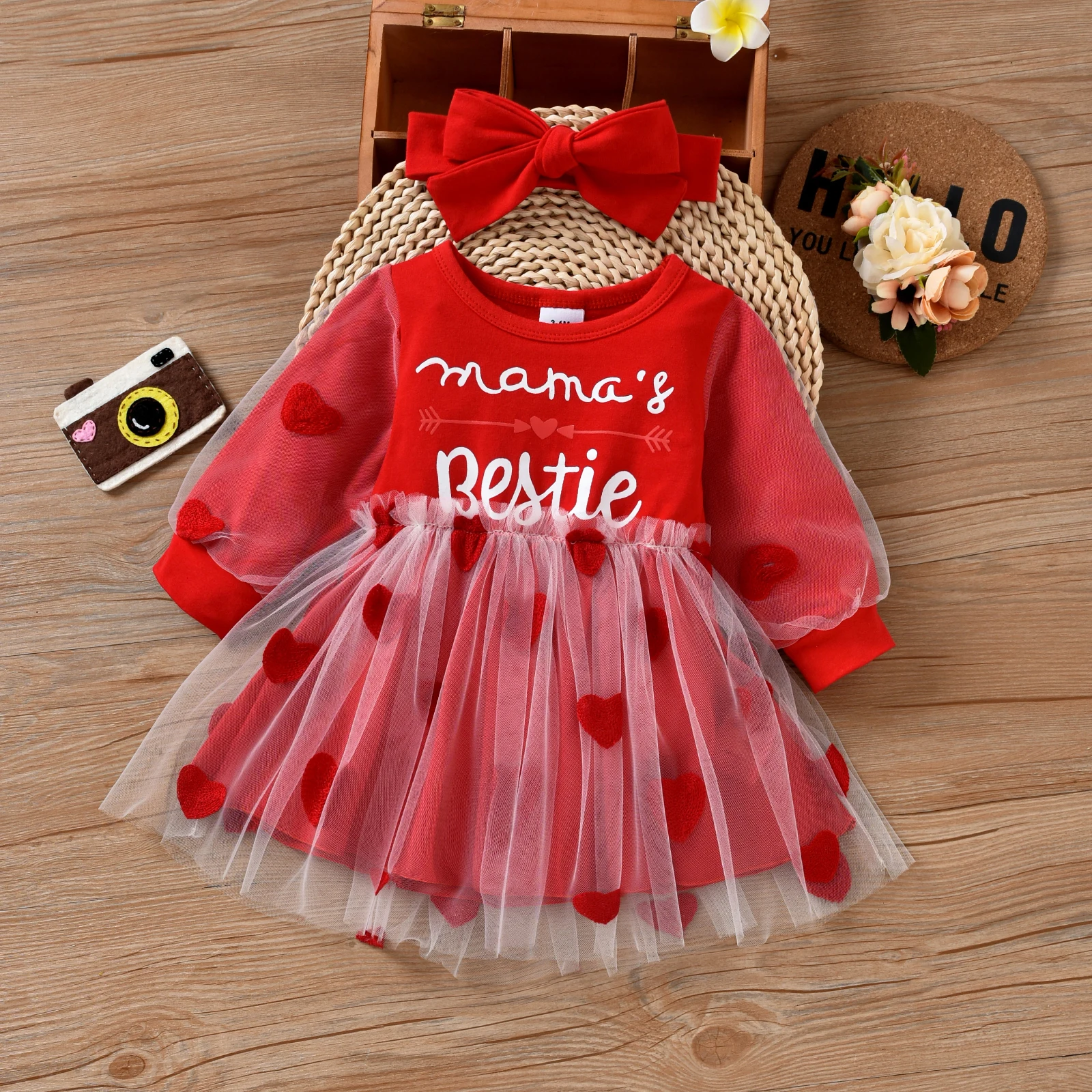 

Ma&Baby 3M-3Y Valentine's Day Newborn Baby Girls Red Dress Toddler Infant Letter Tulle Tutu Party Dresses For Girls D95