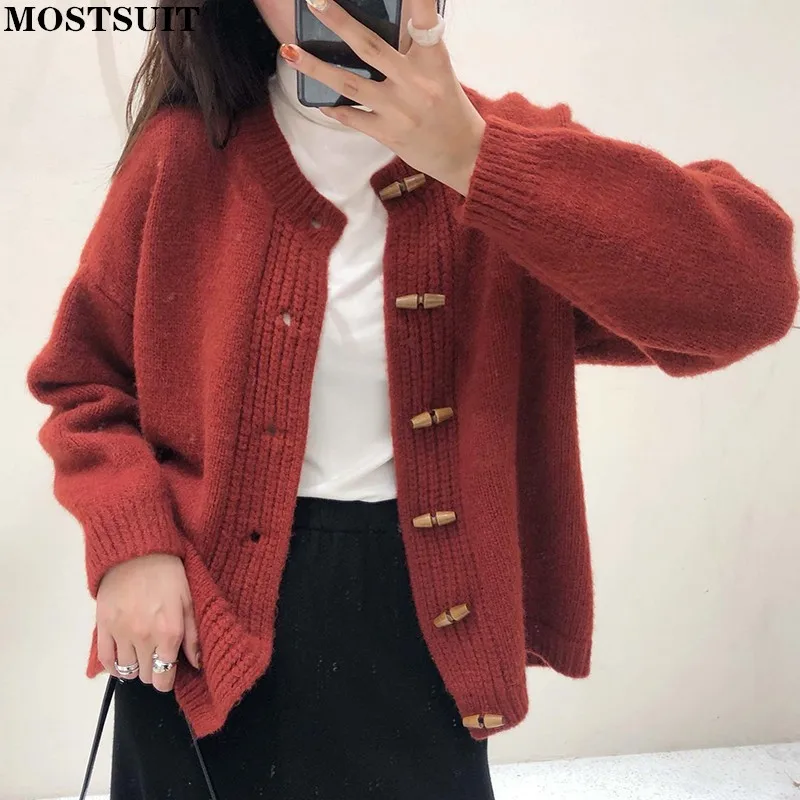 

Женский трикотажный кардиган на пуговицах, с длинным рукавом и круглым вырезом