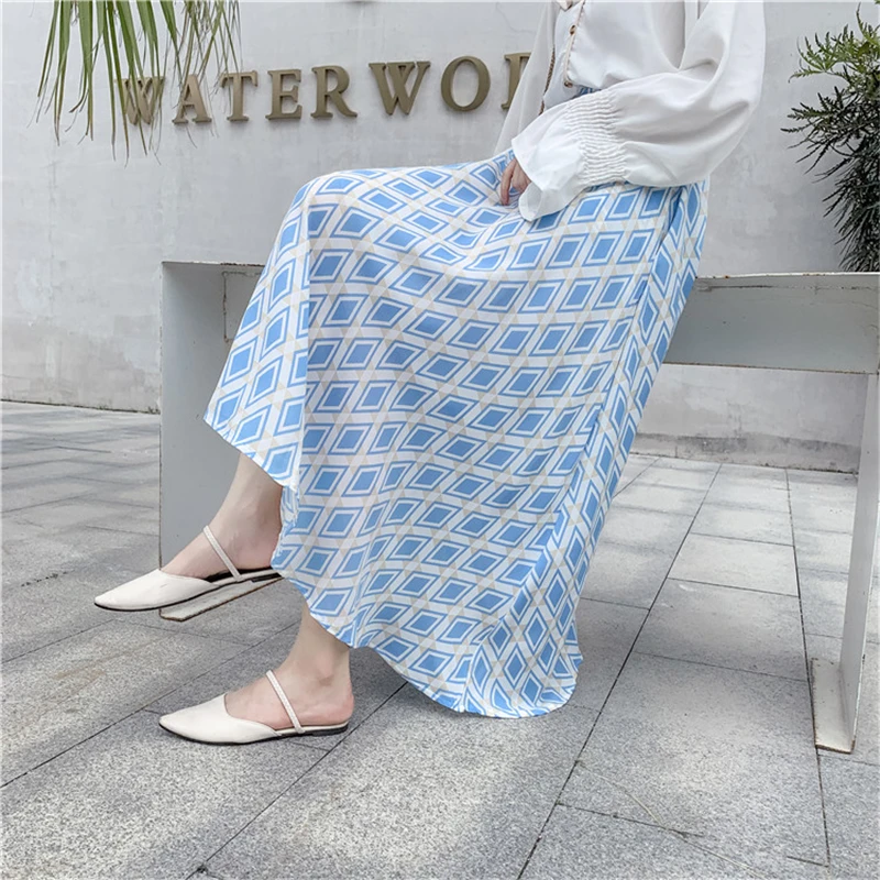 2019 Новая повседневная синяя розовая юбка для женщин Винтажная полосатая