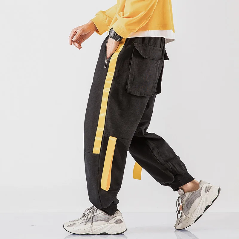 Liketkit шаровары мужские Японская уличная одежда 2019 зимние свободные ленты в