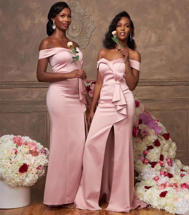 

Robe Demoiselle D Honneur Femme Side Split Sexy Bridesmaid Dresses with Bow Zipper Back Wedding Party Women Wear