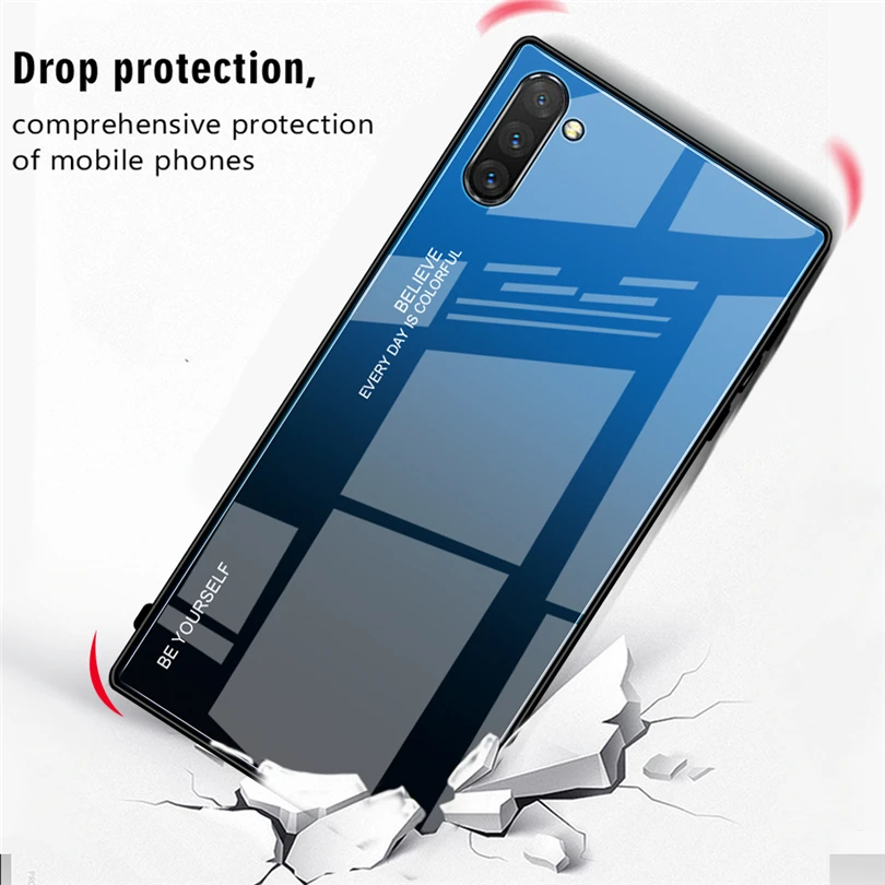 Для samsung Galaxy S10 Note 10 Plus, чехол с градиентным закаленным стеклом, Жесткие ТПУ чехлы накладки для samsung Galaxy Note 8 9 10 S10 5G S10E