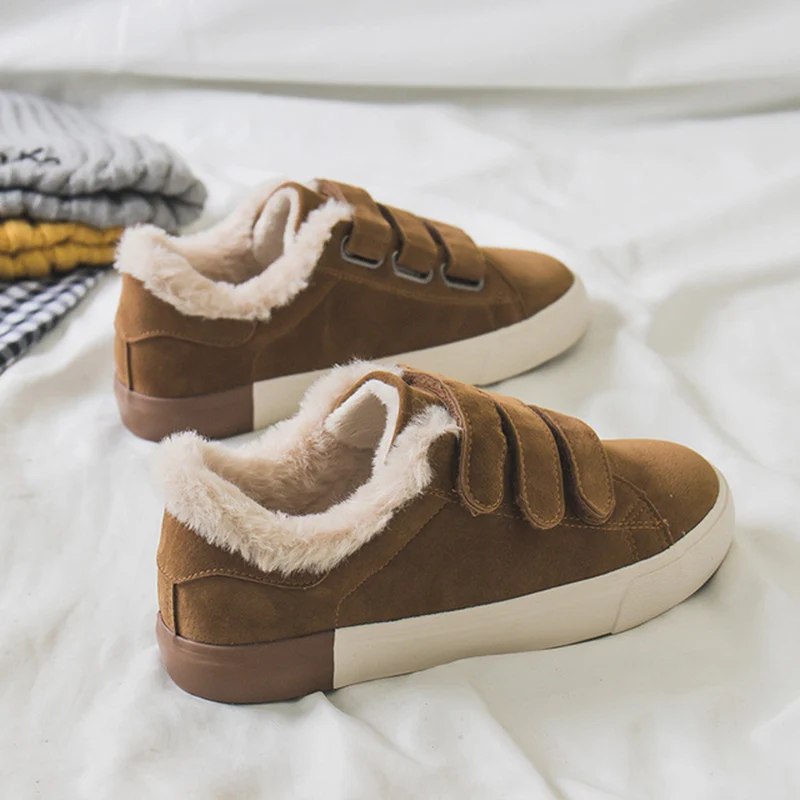 Женские кроссовки белого цвета на застежке-липучке зимние повседневные женские