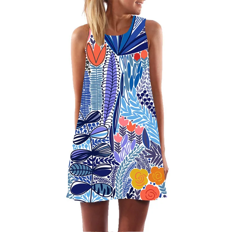 

2020 Dresses for Women Fashion Butterfly Print Cute Chiffon Summer Dress Mini Casual Boho Beach Dresses robe femme vestidos