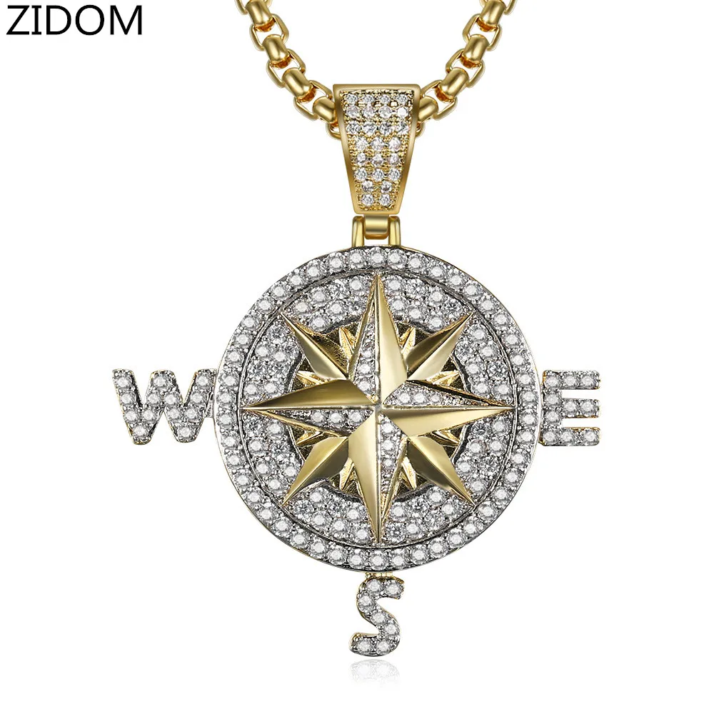 Мужские ожерелья с подвеской в форме компаса стиле хип хоп модные подвески