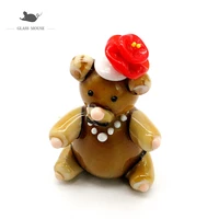 mini murano glass bear figurine craft ornaments home table decor collection handmade cute cartoon animal new year gifts for kids