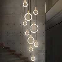 nordic modern simply villa duplex log led acrylic hanging lamp restaurant hotel living room circle long cafe pendant lights