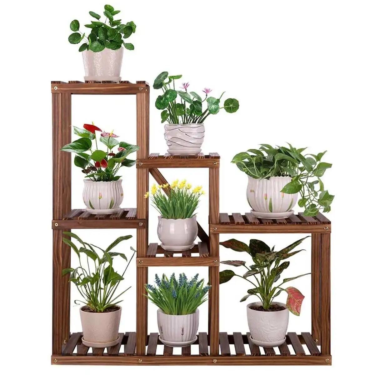 

Wooden Flower Rack Plant Stand Multi Flower Stand Shelves Bonsai Display Shelf Yard Garden Patio Balcony Flower Stands