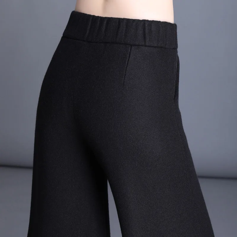 

2020 Autumn Winter Women Ankle Length Pants Midi Wasit Fashion Female Comfortable Casual Soild Color Wide Leg Pants Loose