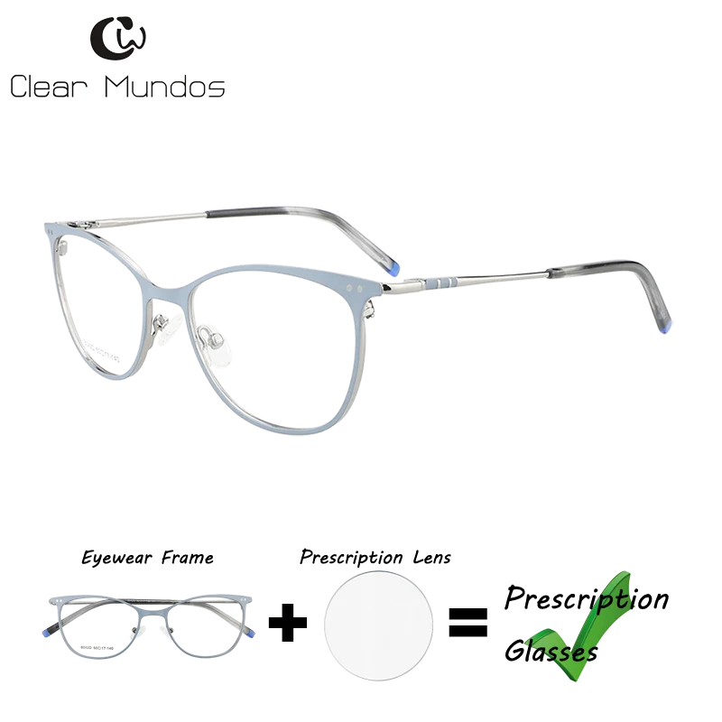 Прозрачные классические женские очки MUNDOS кошачий глаз металлические для