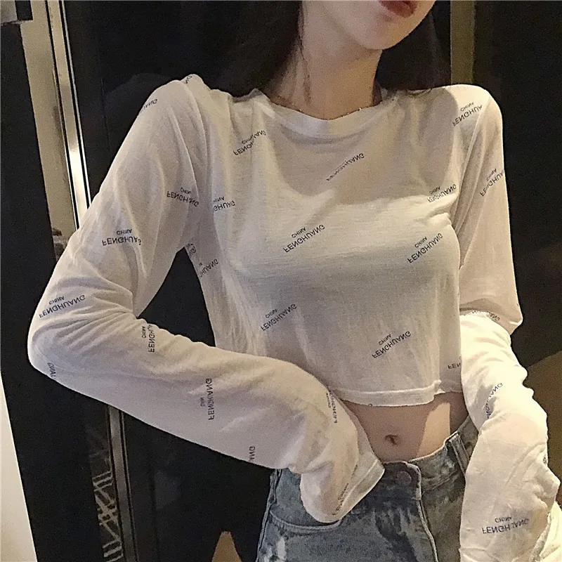 

GOOHOJIO 2020 New Harajuku Chic T-shirts Womens Tshirts Solid Color Long Sleeve Top for Women Sexy Vintage Women Tshirts Autumn