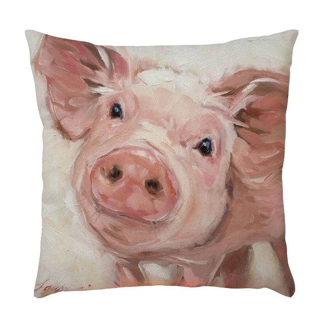 

Cute Animal Print Square Linen Cushion Cover for Home Bedroom Hotel Decoration Cushion Cover, Soft and Comfortable 45x45 Cm.