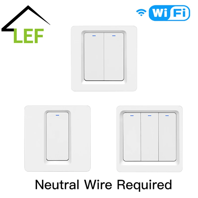 

WiFi Smart Push Button Switch Neutral wire Required Smart Life Tuya APP Alexa Google Home Voice Control 1/2/3 Way EU UK New