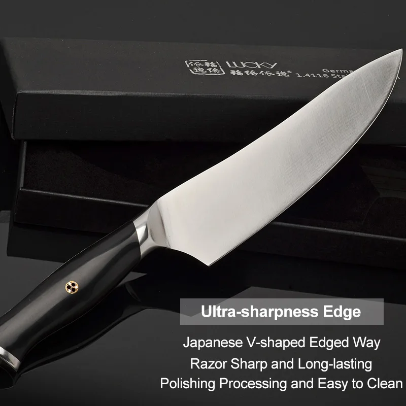 Немецкий нож для резки мяса DIN 1.4116 из нержавеющей стали Gyuto 8-дюймовый шеф-повара с