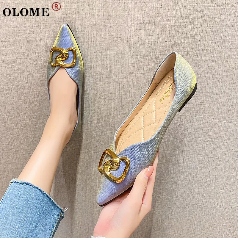 

2021 Autumn New Designer Retro Ladies Flat Shoes Metal Chain Fashion Matching Outer Wear Loafers Size 33-43