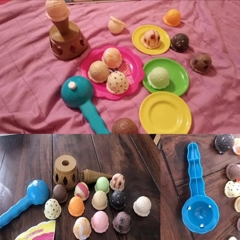 

16pcs Ice Cream Stack Up Play Tower Educational Toys Kids Cute Simulation Food Toy Children Ice Cream Pretend Play
