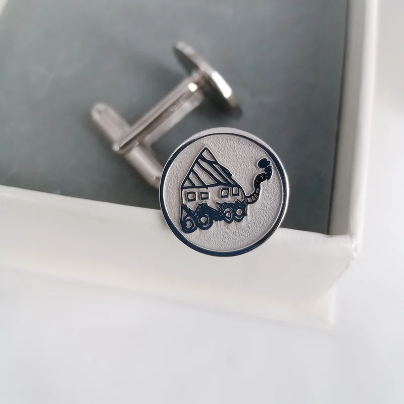 

Custom 3D Engraved 925 Solid silvr Kids Drawing Cufflink Personalized Logo Cufflinks For Men Groom Wedding Jewelry Dad's Gift