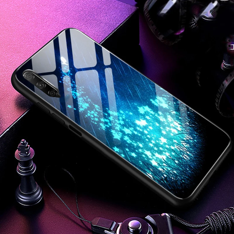 Закаленное Стекло чехол для Huawei Honor 9 X 9x Мягкая силиконовая накладка на заднюю панель для Huawei Honor 9X9 x звездным узором защитный чехол для телефона