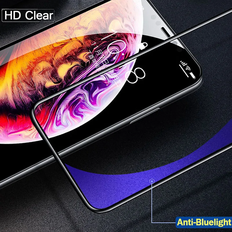 3pcs Anti Blue Light screen protector For iPhone 11 12 13 14 Pro Max 6S 7 8 Plus XS XR XS Max SE2022 Eyes Care Tempered Glass