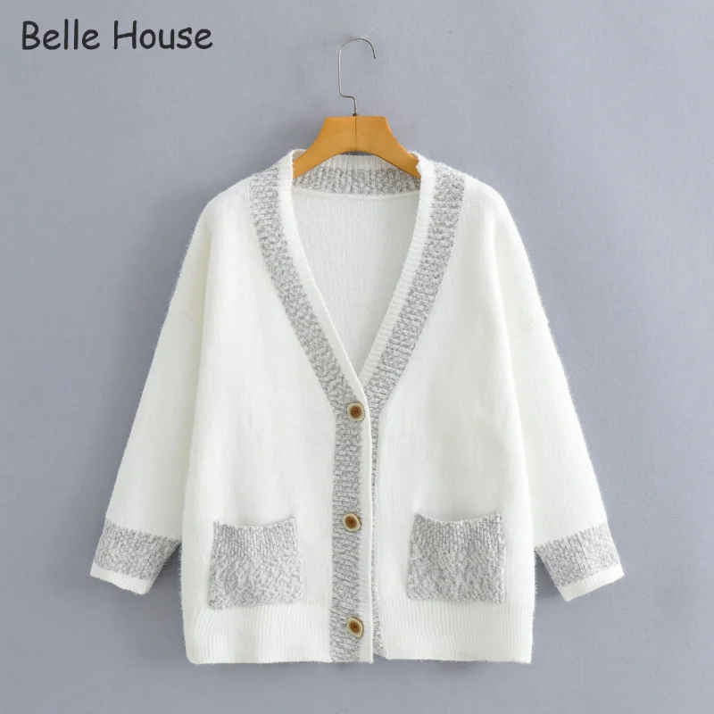 

Fashion Women's Autumn V Neck Long Sleeve England Knitted Female Loose Short 2021 Button Sweater Coat Pocket Cardigan BHN0763