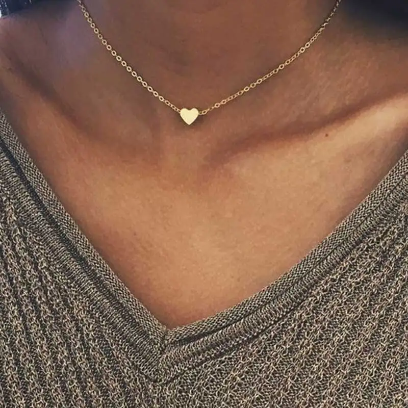 Новинка 2019 золотое серебряное ожерелье с маленьким сердцем s Bijoux для женщин