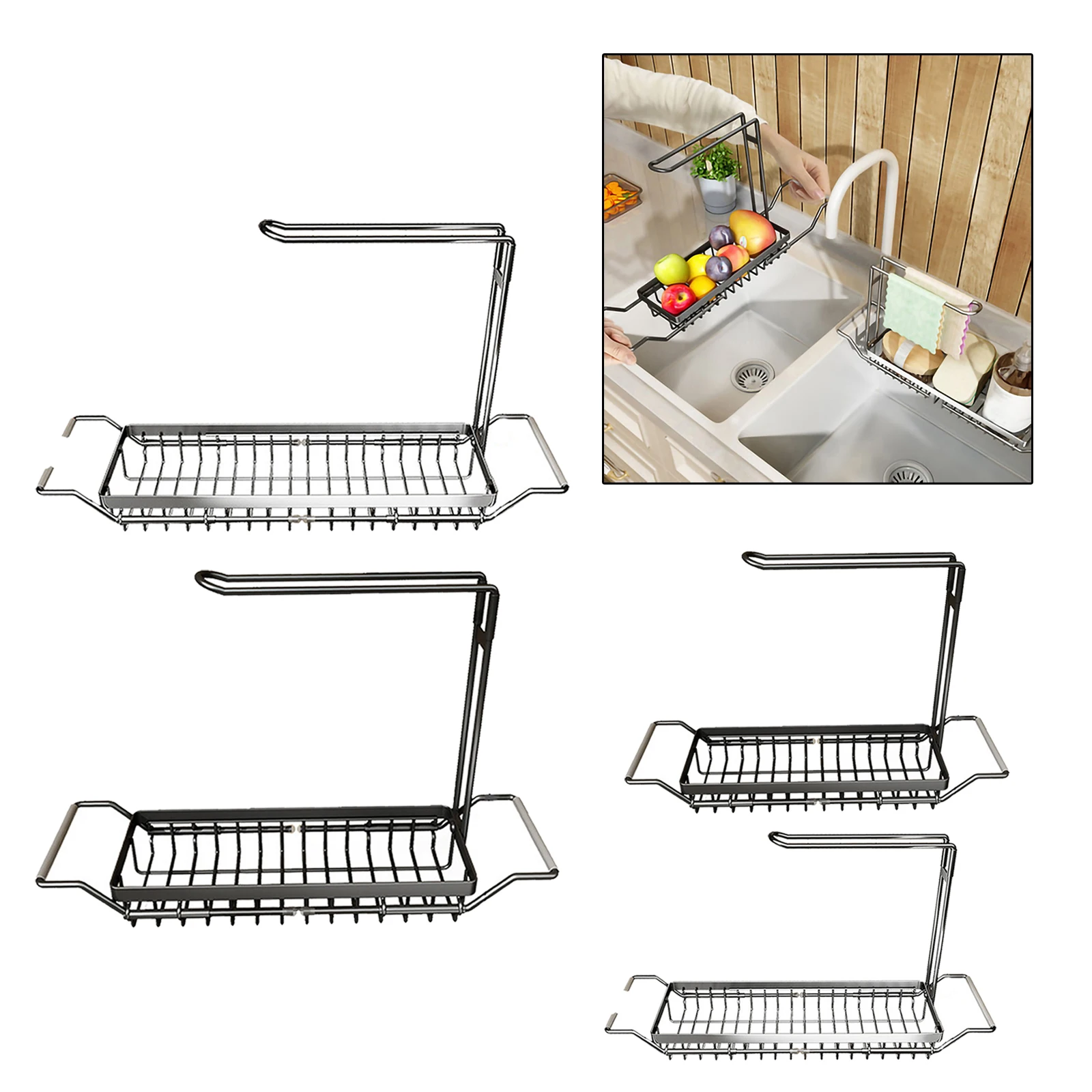 

Extendable Sink Storage Rack Sponge Holder with Towel er