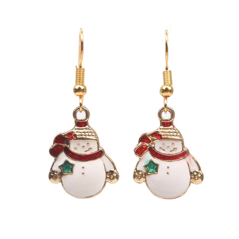 Fashion Cute Snowman Small Bell Earrings Santa Claus Christmas Tree Pendant Earring Socks Deer Head Jewellery For Women Gift | Украшения и