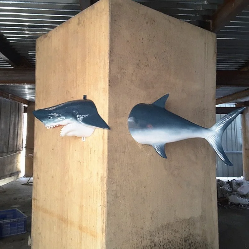 

Creative Resin Ceiling Decoration Fish Wall Art Fashion Wand Dekor Ocean Style Bar Club Shark Head Wall Decoration