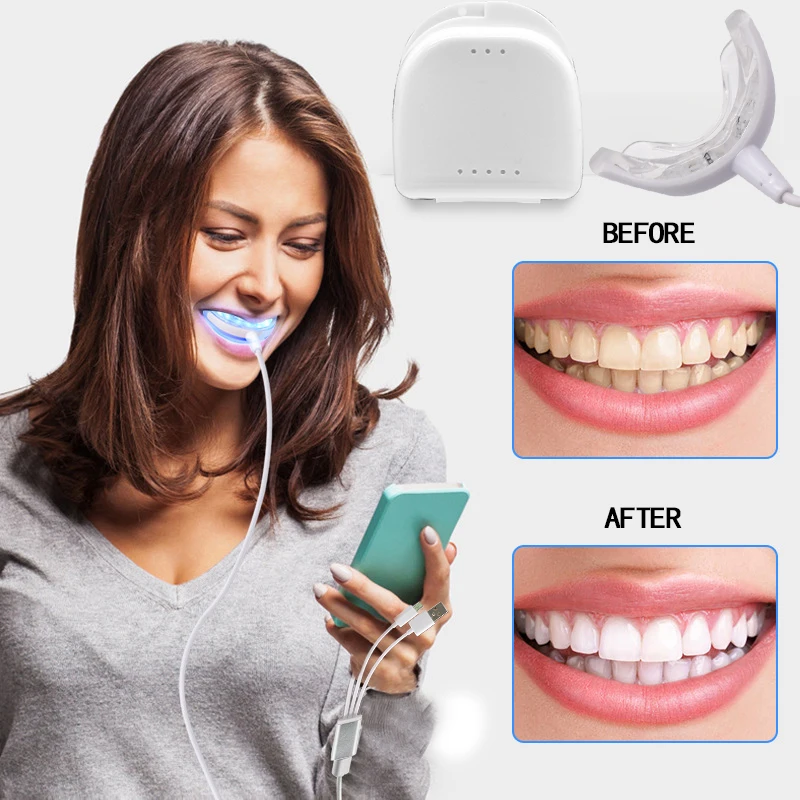 

3 In1 Portable Smart Cold Blue Light LED Tooth Whitener Device Smart LED Teeth Whitening Portable USB Charging Dental Tools