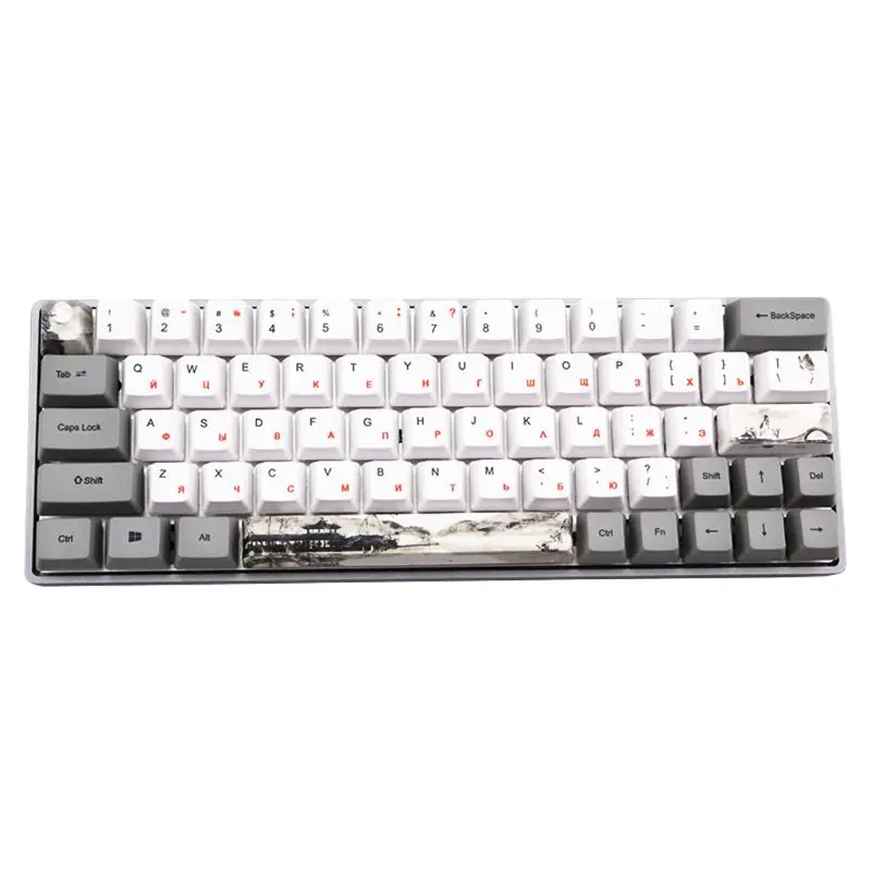 

73 key Ink Dye-Sublimation Keyboard Keycaps PBT OEM Profile Russian Keycap GH60