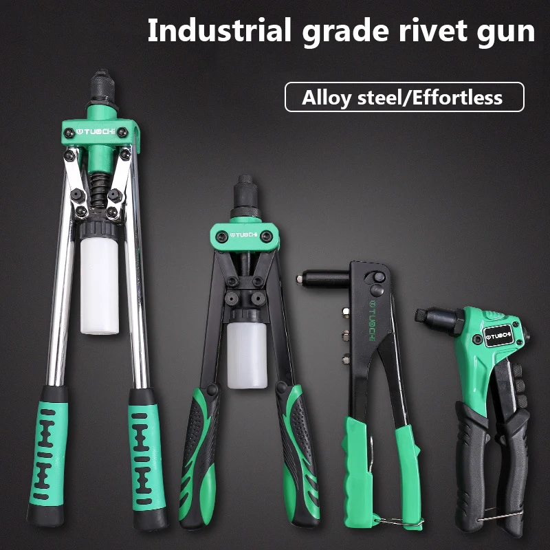 Manual Rivet Gun Set with 4 Sizes of Rivet Heads, Heavy-duty