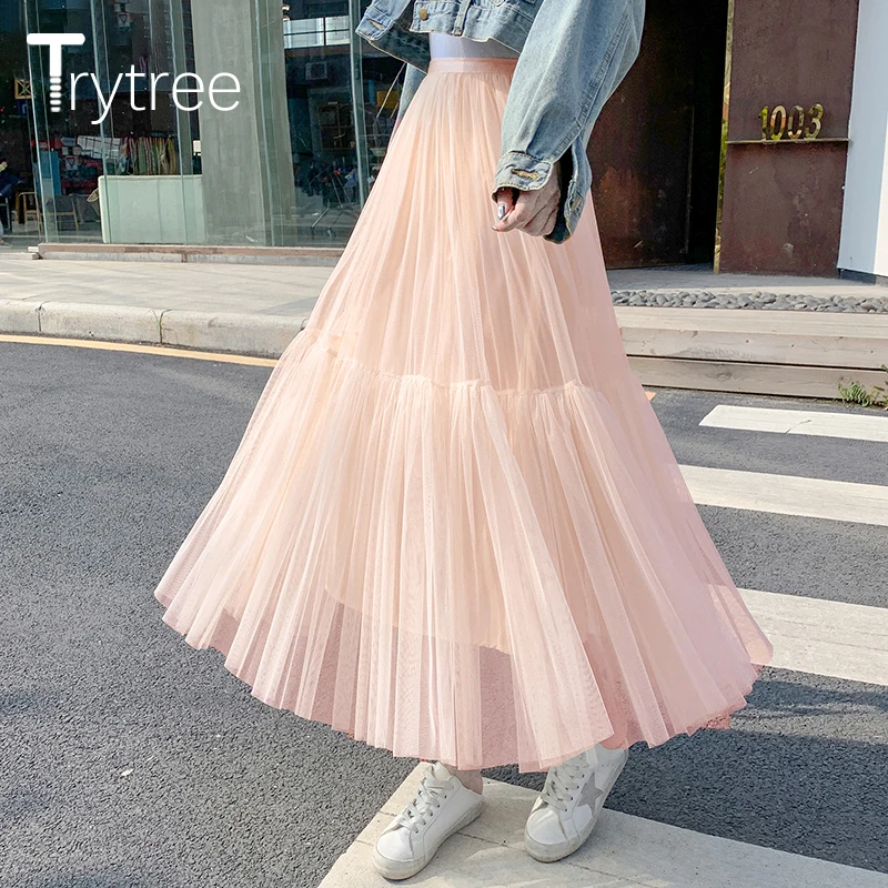 Осенне-зимняя женская юбка Trytree 2020 повседневная с эластичным поясом