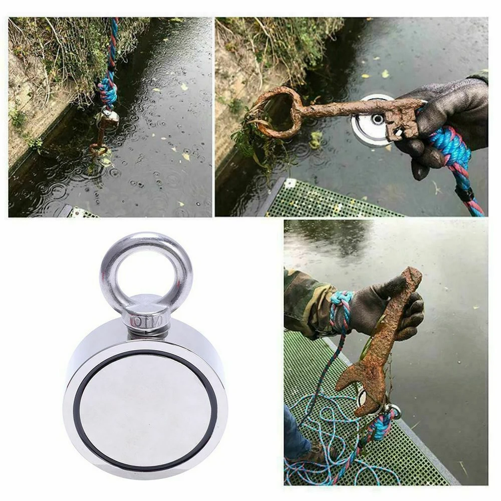 Powerful Fishing Magnet Double Sided Round Recovery Salvage Neodymium Stell Cup Holder Super Power Search Magnetic with10m Rope |