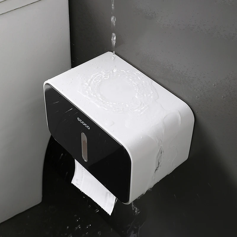 ecoco waterproof toilet paper holder plastic wall mounted for toilet paper towel bathroom shelf storage box tray roll holder free global shipping