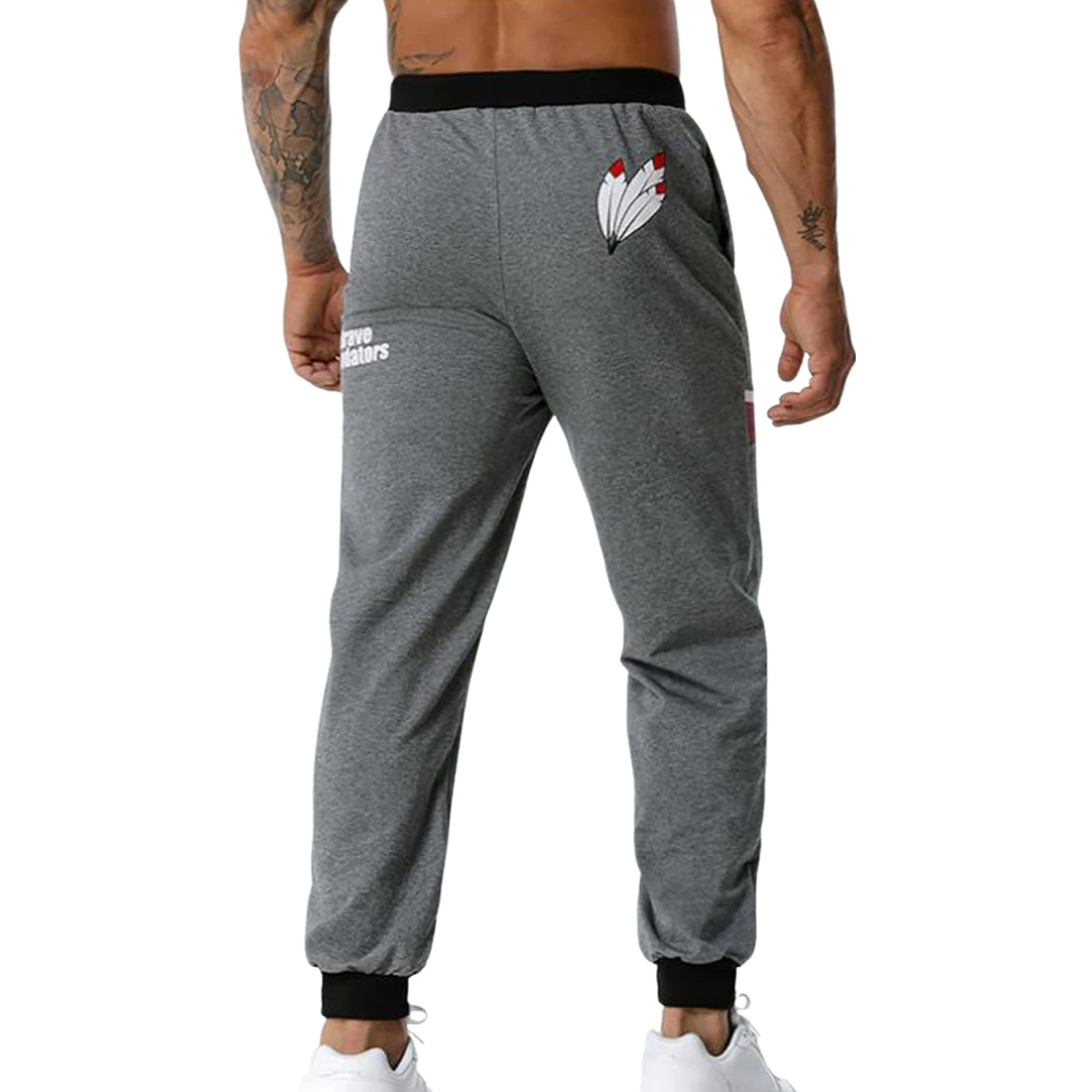 

Men Breathable Ankle Banded Pants, Summer Autumn Male Letter Printing Long Trousers Loose Sweatpants for Jogging Sports Fitness
