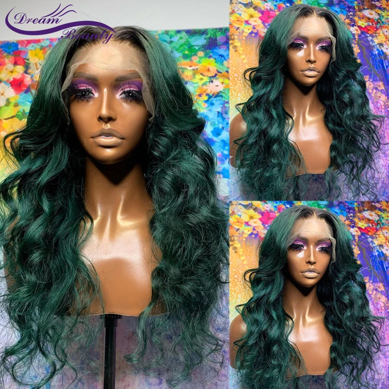Dream Beauty темно-зеленый цвет 13x 4 кружевные передние человеческие волосы парики для