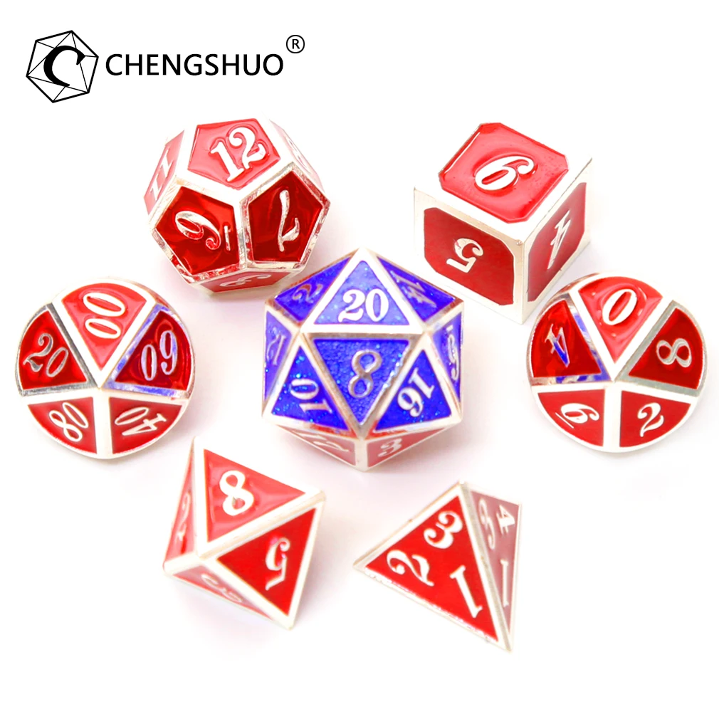 Chengshuo rpg металлические кости dnd многогранник кубики наборы Настольный косплей игры цинковый сплав кран кости пользовательский цвет шаблон d20 12 8