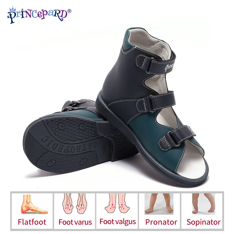 Детские ортопедические сандалии Princepard из натуральной кожи на плоской подошве