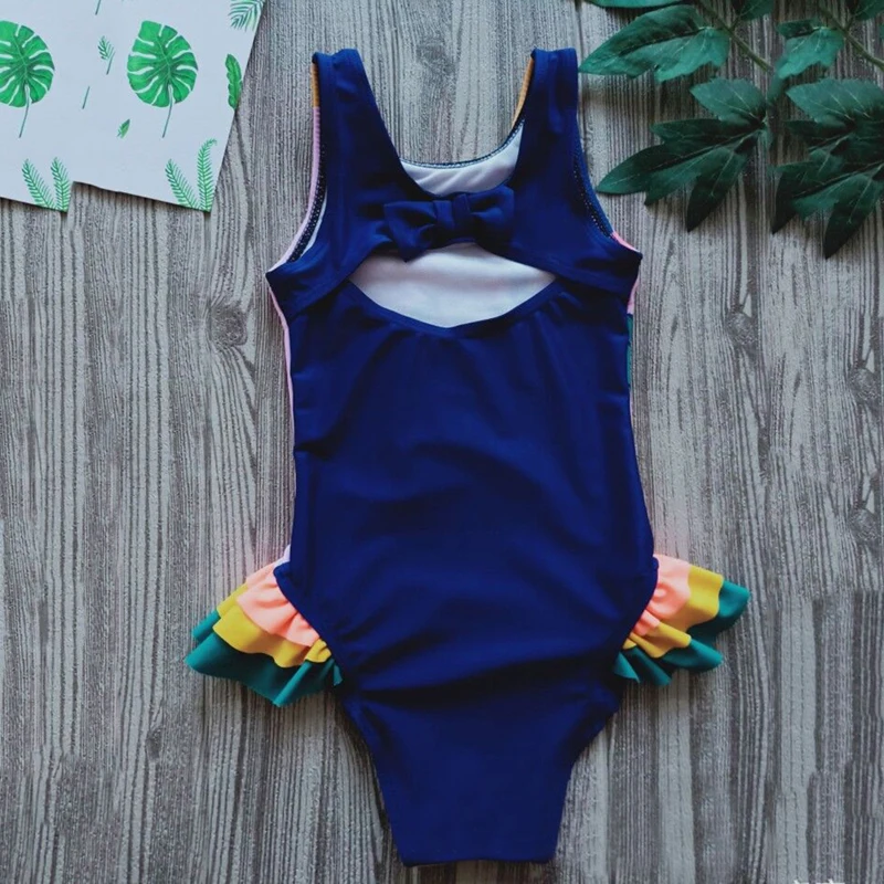 От 1 до 6 лет бикини с милым рисунком птицы одежда для купания маленьких девочек