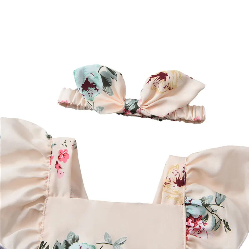 

0-12M Baby Girls Suit Summer Sweet Floral Printing Fly Sleeve Romper Bodysuit For Newborns Children's Clothing Cute Sweet